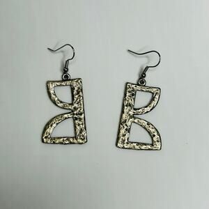 Galvanized Metal "B" Earrings